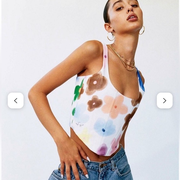 With Jean Tops - With Jean White Floral Tank Top with Multicolor Blooms